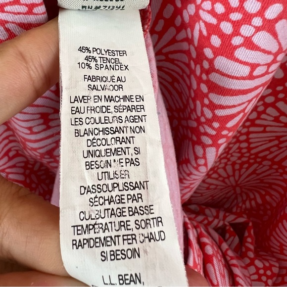 L.L. Bean Tencel Blend Boho Firework Pattern Stretchy Short Sleeve Midi Dress - Picture 6 of 13